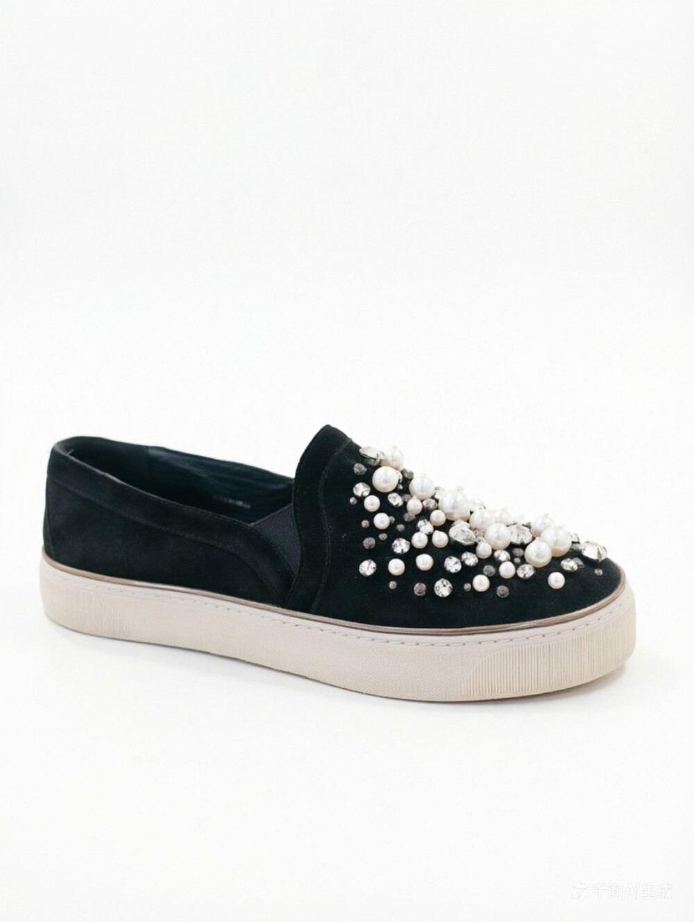 STUART WEITZMAN Suede Crystal Embellishments Sneakers